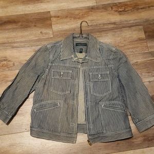 Lauren Jeans Ralph Lauren pinstripe ticking jean jacket $25